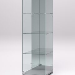 Витрина стеклянная ПРИМАВЕРА МОДЕРН №3 (с дверкой, задняя стенка - зеркало), Серый и Дуб Венге