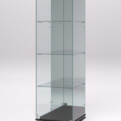 Витрина стеклянная ПРИМАВЕРА МОДЕРН №3 (с дверкой, задняя стенка - зеркало), Черный и Белый