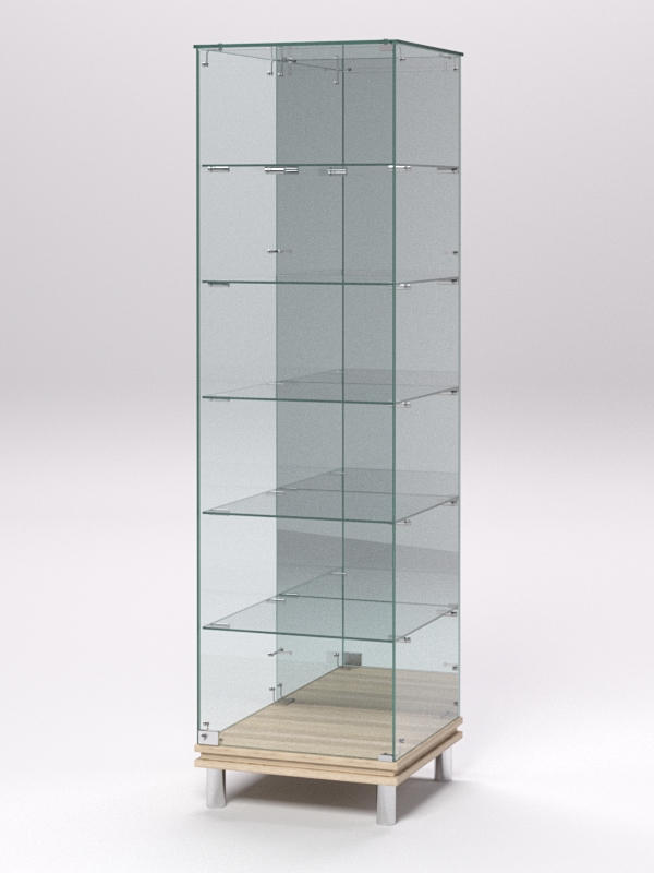Витрина стеклянная ПРИМАВЕРА МОДЕРН №503 (с дверкой, задняя стенка - зеркало), Дуб Сонома