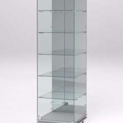 Витрина стеклянная ПРИМАВЕРА МОДЕРН №503 (с дверкой, задняя стенка - зеркало), Серый