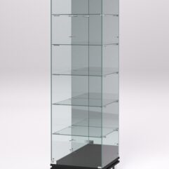 Витрина стеклянная ПРИМАВЕРА МОДЕРН №503 (с дверкой, задняя стенка - зеркало), Черный