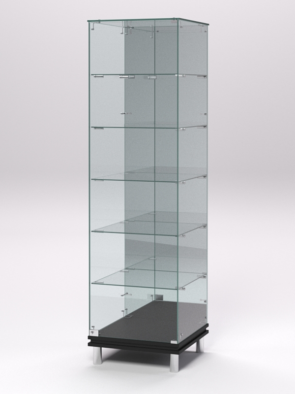 Витрина стеклянная ПРИМАВЕРА МОДЕРН №503 (с дверкой, задняя стенка - зеркало), Черный