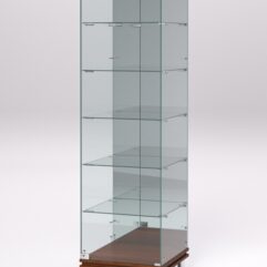 Витрина стеклянная ПРИМАВЕРА МОДЕРН №503 (с дверкой, задняя стенка - зеркало), Орех