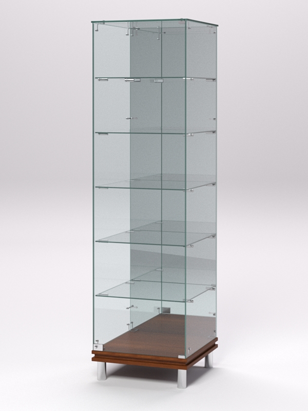 Витрина стеклянная ПРИМАВЕРА МОДЕРН №503 (с дверкой, задняя стенка - зеркало), Орех