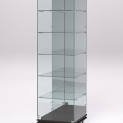 Витрина стеклянная ПРИМАВЕРА МОДЕРН №503 (с дверкой, задняя стенка - зеркало), Дуб Венге