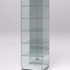 Витрина стеклянная ПРИМАВЕРА МОДЕРН №503 (с дверкой, задняя стенка - зеркало), Белый и Черный