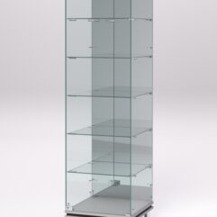 Витрина стеклянная ПРИМАВЕРА МОДЕРН №503 (с дверкой, задняя стенка - зеркало), Серый и Дуб Венге