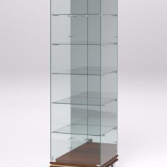 Витрина стеклянная ПРИМАВЕРА МОДЕРН №503 (с дверкой, задняя стенка - зеркало), Орех и Дуб Сонома