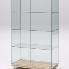 Витрина стеклянная ПРИМАВЕРА МОДЕРН №5 (с дверками, задняя стенка - стекло), Дуб Сонома