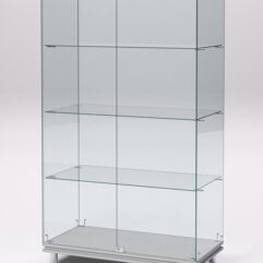 Витрина стеклянная ПРИМАВЕРА МОДЕРН №5 (с дверками, задняя стенка - стекло), Серый