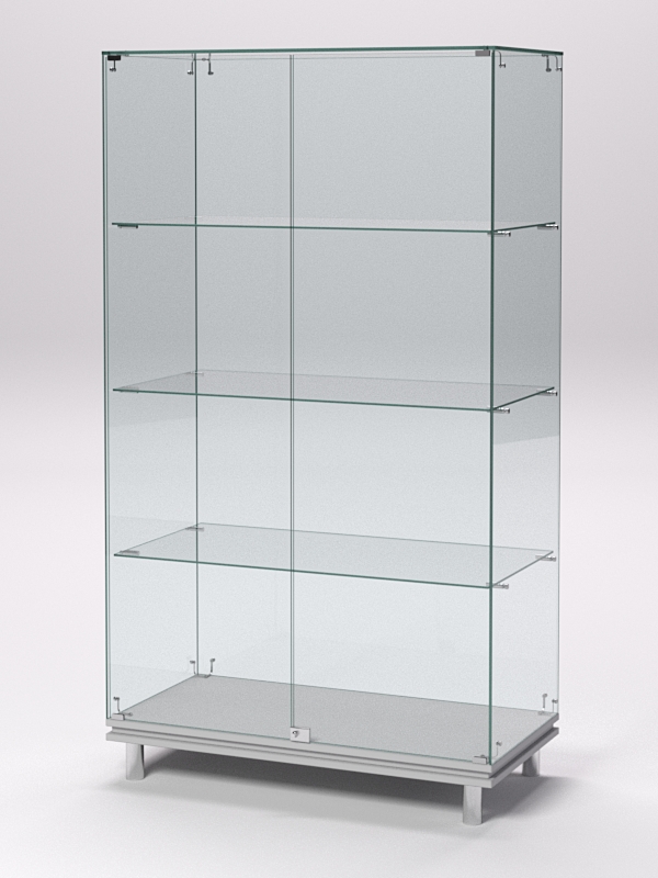 Витрина стеклянная ПРИМАВЕРА МОДЕРН №5 (с дверками, задняя стенка - стекло), Серый