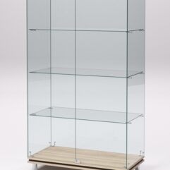 Витрина стеклянная ПРИМАВЕРА МОДЕРН №5 (с дверками, задняя стенка - стекло), Дуб Сонома и Дуб Венге