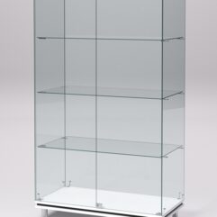 Витрина стеклянная ПРИМАВЕРА МОДЕРН №5 (с дверками, задняя стенка - стекло), Белый и Черный