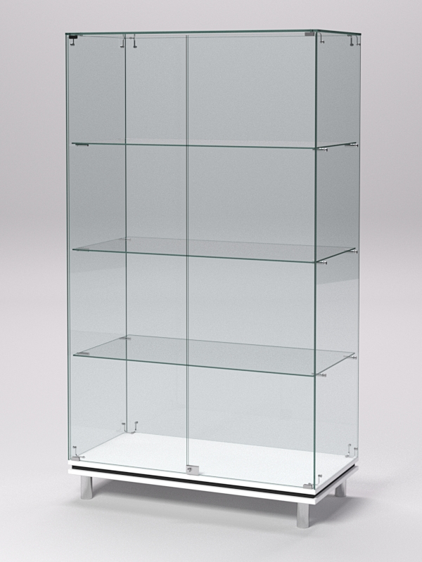 Витрина стеклянная ПРИМАВЕРА МОДЕРН №5 (с дверками, задняя стенка - стекло), Белый и Черный