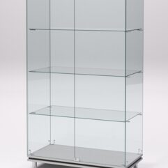 Витрина стеклянная ПРИМАВЕРА МОДЕРН №5 (с дверками, задняя стенка - стекло), Серый и Дуб Венге