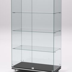 Витрина стеклянная ПРИМАВЕРА МОДЕРН №5 (с дверками, задняя стенка - стекло), Черный и Белый