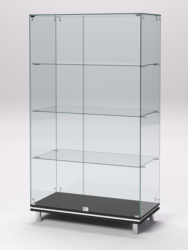 Витрина стеклянная ПРИМАВЕРА МОДЕРН №5 (с дверками, задняя стенка - стекло), Черный и Белый