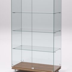 Витрина стеклянная ПРИМАВЕРА МОДЕРН №5 (с дверками, задняя стенка - стекло), Орех и Дуб Сонома