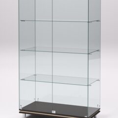 Витрина стеклянная ПРИМАВЕРА МОДЕРН №5 (с дверками, задняя стенка - стекло), Дуб Венге и Дуб Сонома