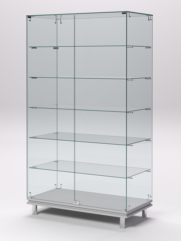 Витрина стеклянная ПРИМАВЕРА МОДЕРН №505 (с дверками, задняя стенка - стекло), Серый