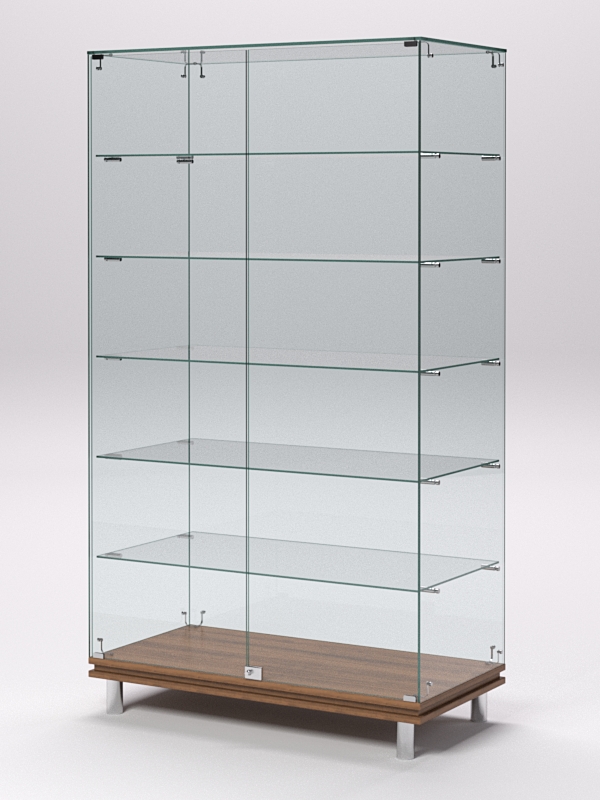Витрина стеклянная ПРИМАВЕРА МОДЕРН №505 (с дверками, задняя стенка - стекло), Орех