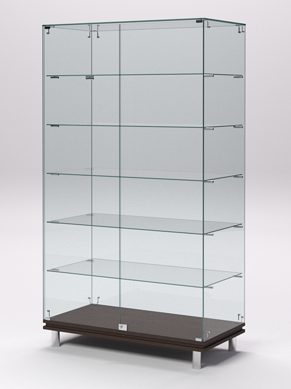 Витрина стеклянная ПРИМАВЕРА МОДЕРН №505 (с дверками, задняя стенка - стекло), Дуб Венге