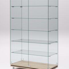 Витрина стеклянная ПРИМАВЕРА МОДЕРН №505 (с дверками, задняя стенка - стекло), Дуб Сонома и Дуб Венге