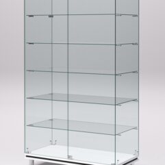 Витрина стеклянная ПРИМАВЕРА МОДЕРН №505 (с дверками, задняя стенка - стекло), Белый и Черный