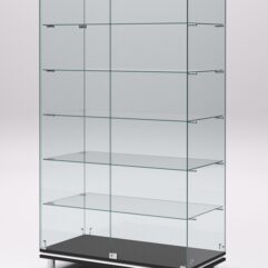 Витрина стеклянная ПРИМАВЕРА МОДЕРН №505 (с дверками, задняя стенка - стекло), Черный и Белый