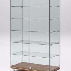 Витрина стеклянная ПРИМАВЕРА МОДЕРН №505 (с дверками, задняя стенка - стекло), Орех и Дуб Сонома