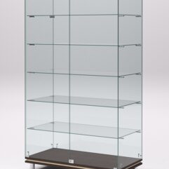 Витрина стеклянная ПРИМАВЕРА МОДЕРН №505 (с дверками, задняя стенка - стекло), Дуб Венге и Дуб Сонома