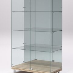 Витрина стеклянная ПРИМАВЕРА МОДЕРН №7 (с дверками, задняя стенка - зеркало), Дуб Сонома