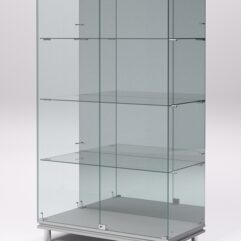 Витрина стеклянная ПРИМАВЕРА МОДЕРН №7 (с дверками, задняя стенка - зеркало), Серый