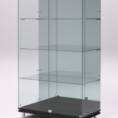 Витрина стеклянная ПРИМАВЕРА МОДЕРН №7 (с дверками, задняя стенка - зеркало), Черный