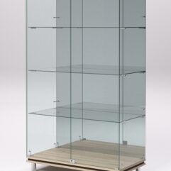 Витрина стеклянная ПРИМАВЕРА МОДЕРН №7 (с дверками, задняя стенка - зеркало), Дуб Сонома и Дуб Венге