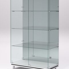 Витрина стеклянная ПРИМАВЕРА МОДЕРН №7 (с дверками, задняя стенка - зеркало), Белый и Черный