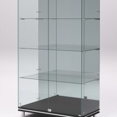 Витрина стеклянная ПРИМАВЕРА МОДЕРН №7 (с дверками, задняя стенка - зеркало), Черный и Белый