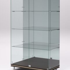 Витрина стеклянная ПРИМАВЕРА МОДЕРН №7 (с дверками, задняя стенка - зеркало), Дуб Венге и Дуб Сонома