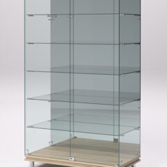 Витрина стеклянная ПРИМАВЕРА МОДЕРН №507 (с дверками, задняя стенка - зеркало), Дуб Сонома