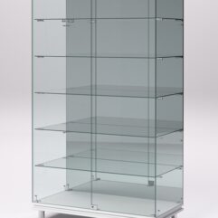 Витрина стеклянная ПРИМАВЕРА МОДЕРН №507 (с дверками, задняя стенка - зеркало), Белый