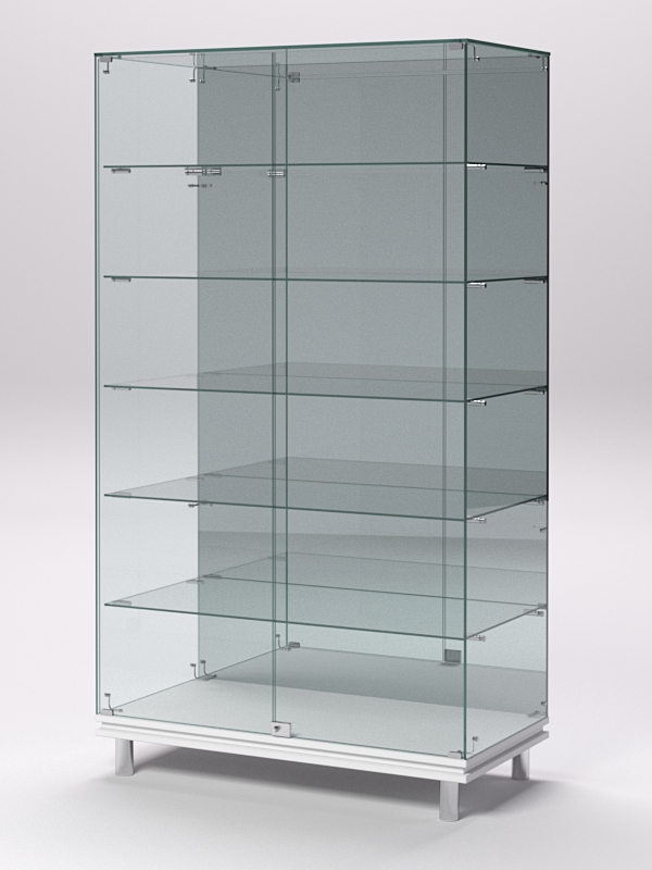 Витрина стеклянная ПРИМАВЕРА МОДЕРН №507 (с дверками, задняя стенка - зеркало), Белый