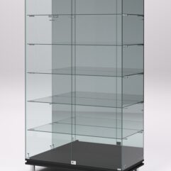 Витрина стеклянная ПРИМАВЕРА МОДЕРН №507 (с дверками, задняя стенка - зеркало), Черный