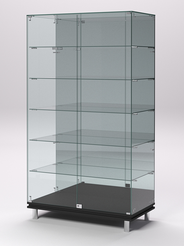 Витрина стеклянная ПРИМАВЕРА МОДЕРН №507 (с дверками, задняя стенка - зеркало), Черный