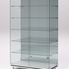 Витрина стеклянная ПРИМАВЕРА МОДЕРН №507 (с дверками, задняя стенка - зеркало), Белый и Черный