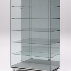 Витрина стеклянная ПРИМАВЕРА МОДЕРН №507 (с дверками, задняя стенка - зеркало), Серый и Дуб Венге