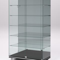 Витрина стеклянная ПРИМАВЕРА МОДЕРН №507 (с дверками, задняя стенка - зеркало), Черный и Белый