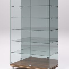 Витрина стеклянная ПРИМАВЕРА МОДЕРН №507 (с дверками, задняя стенка - зеркало), Орех и Дуб Сонома