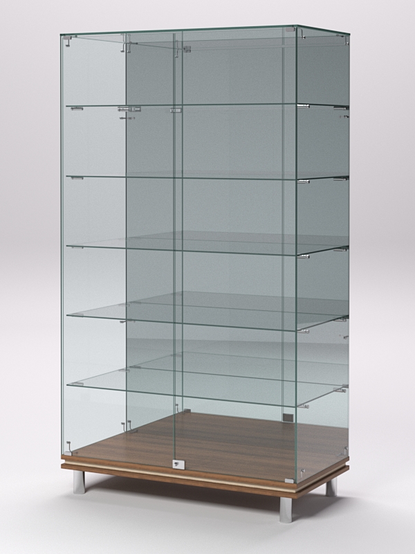Витрина стеклянная ПРИМАВЕРА МОДЕРН №507 (с дверками, задняя стенка - зеркало), Орех и Дуб Сонома