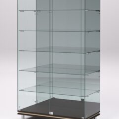 Витрина стеклянная ПРИМАВЕРА МОДЕРН №507 (с дверками, задняя стенка - зеркало), Дуб Венге и Дуб Сонома