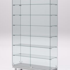 Витрина стеклянная ПРИМАВЕРА МОДЕРН №9 (с дверками, задняя стенка - стекло), Серый